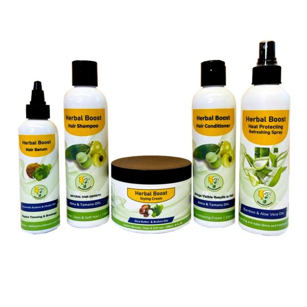 Herbal Boost - Shampoo, Conditioner, Serum, Styling Cream, Heat Protection - 8 Oz